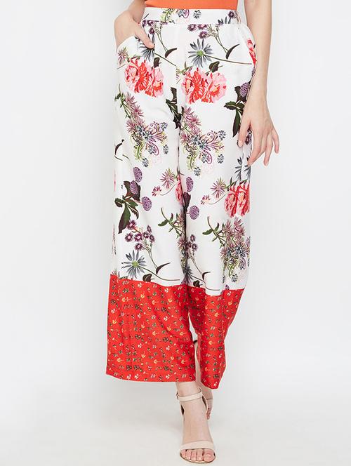 high rise floral wide leg trouser - 16332802 - Very Small Image - 1