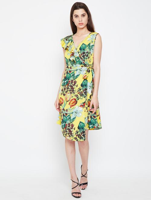 ruffle detail floral wrap dress - 16332817 - Very Small Image - 1