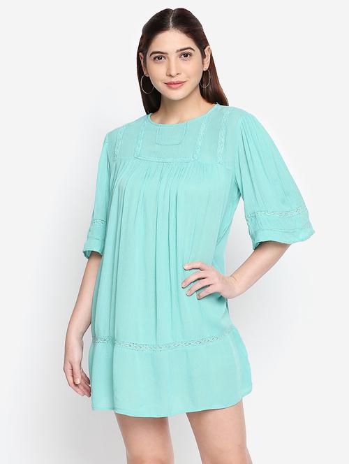lace detail gathered shift dress - 16332827 - Very Small Image - 1