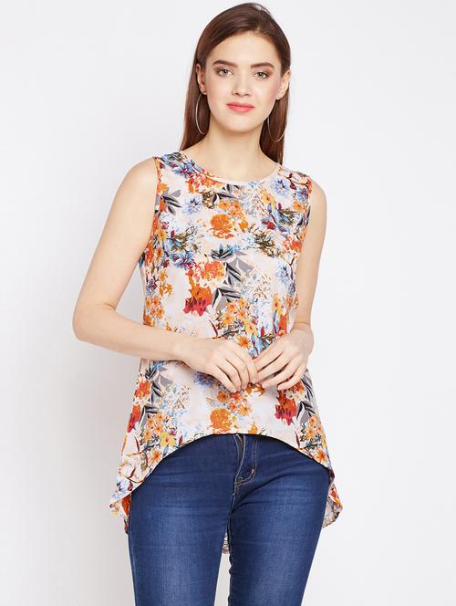 lace detail floral high low top - 16333025 - Very Small Image - 1