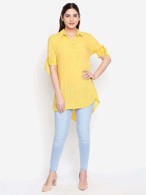 tie up sleeved high low tunic - 16333079 - Very Small Image - 1
