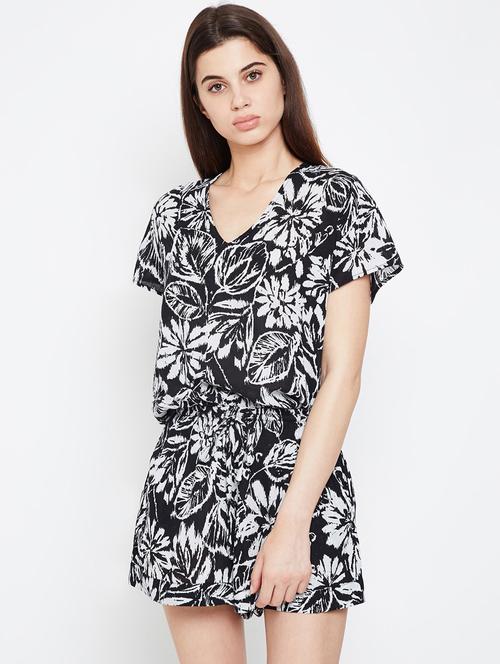 tie back floral romper - 16333108 - Very Small Image - 1