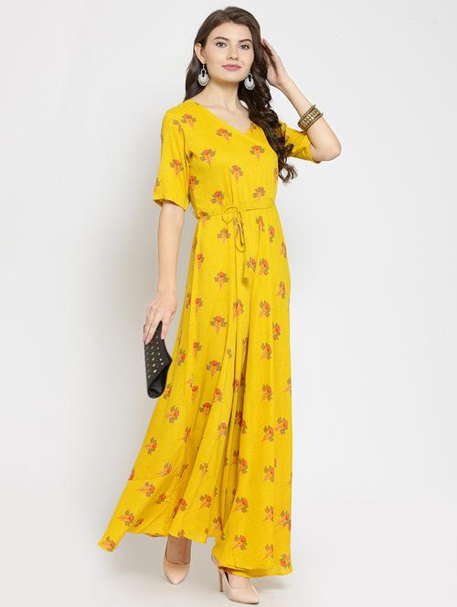 floral printed angrakha kurta - 16333181 - Very Small Image - 1