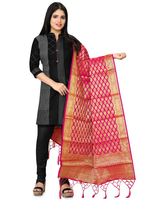 pink poly cotton dupatta - 16333256 - Very Small Image - 1