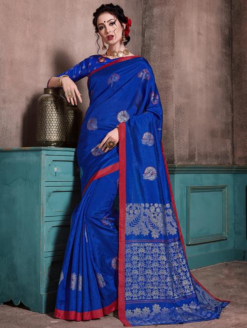 foil printed saree with blouse - 16333793 - Very Small Image - 1