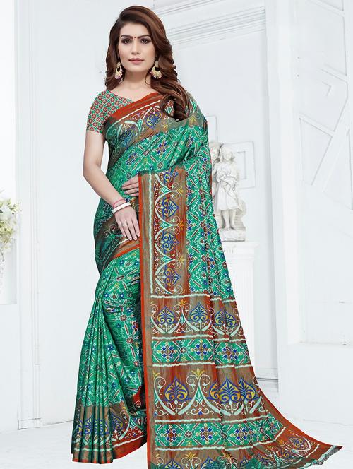 ikat printed patola saree with blouse - 16333810 - Very Small Image - 1