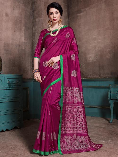foil printed saree with blouse - 16333816 - Very Small Image - 1