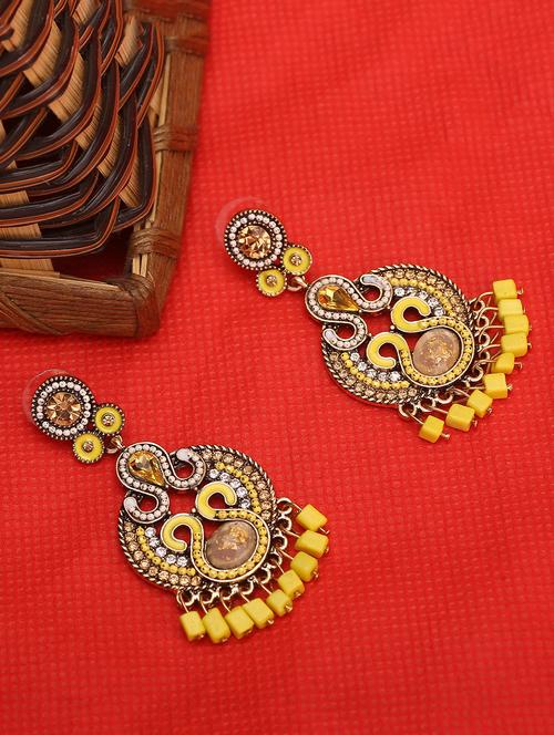 yellow zinc drop earring - 16333992 - Very Small Image - 1