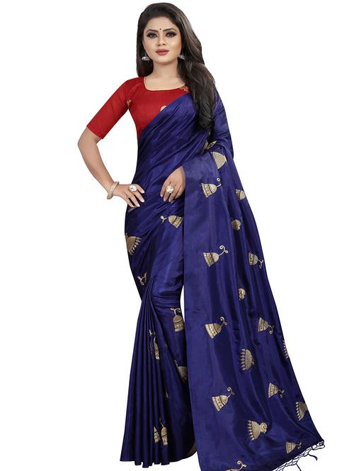 solid embroidered saree with blouse - 16334157 - Very Small Image - 1