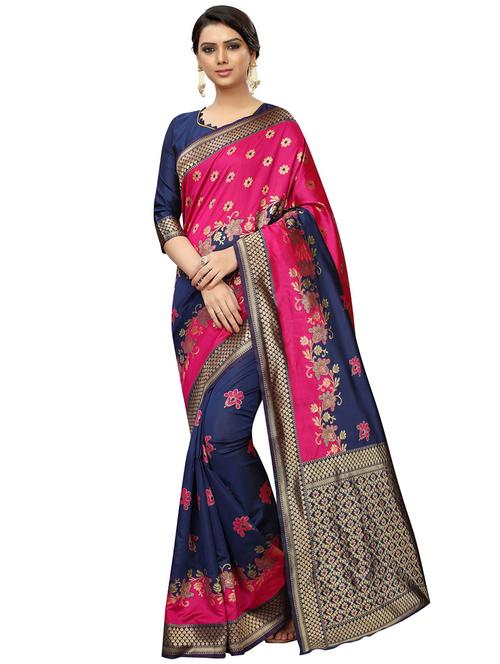 floral printed saree with blouse - 16334168 - Very Small Image - 1