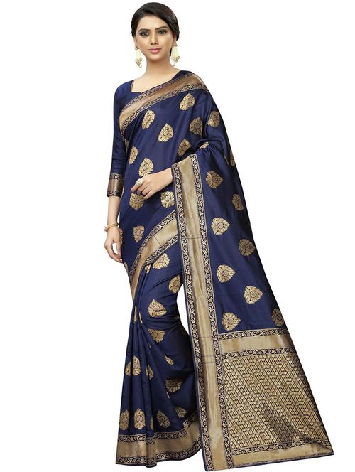 floral printed saree with blouse - 16334174 - Very Small Image - 1