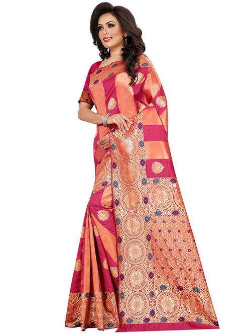 striped printed saree with blouse - 16334175 - Very Small Image - 1