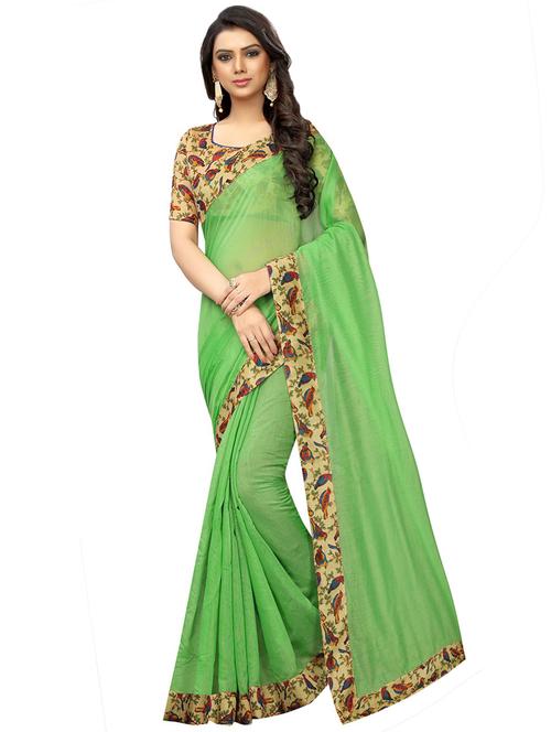 solid plain saree with blouse - 16334194 - Very Small Image - 1