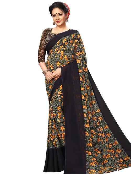 floral printed saree with blouse - 16334250 - Very Small Image - 1