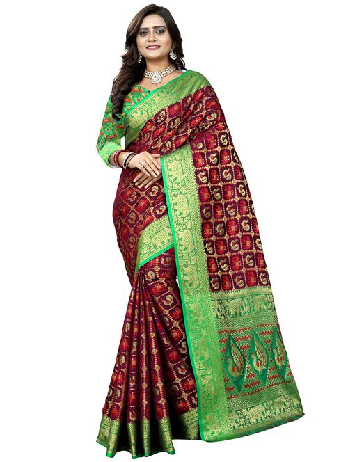 conversational patola saree with blouse - 16334328 - Very Small Image - 1