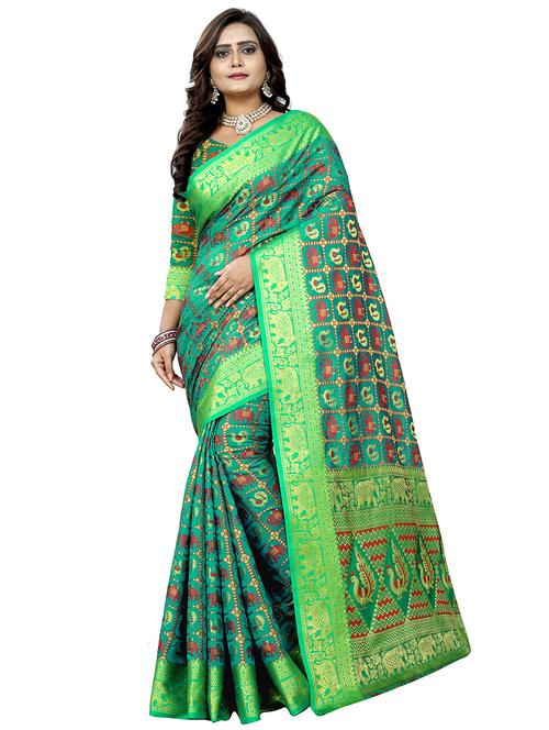 conversational patola saree with blouse - 16334330 - Very Small Image - 1