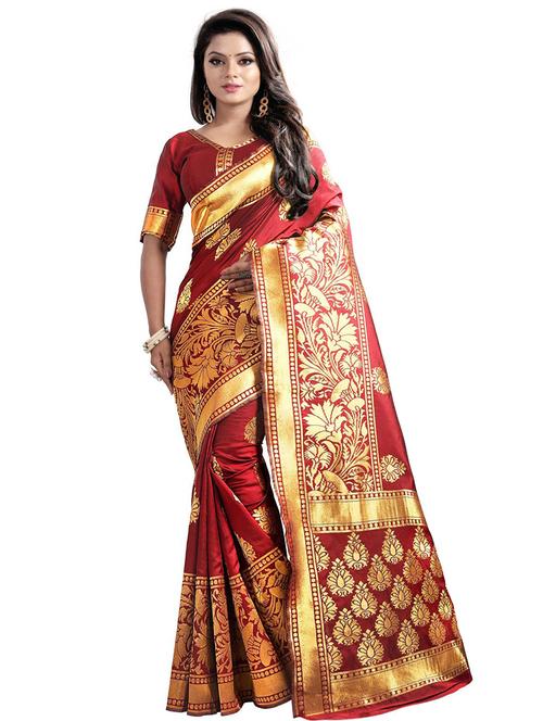 floral printed saree with blouse - 16334408 - Very Small Image - 1