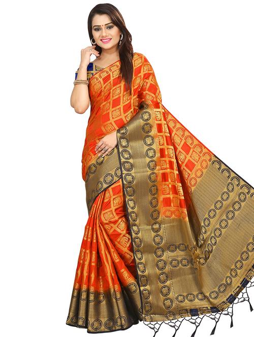 conversational kanjivaram saree with blouse - 16334411 - Very Small Image - 1
