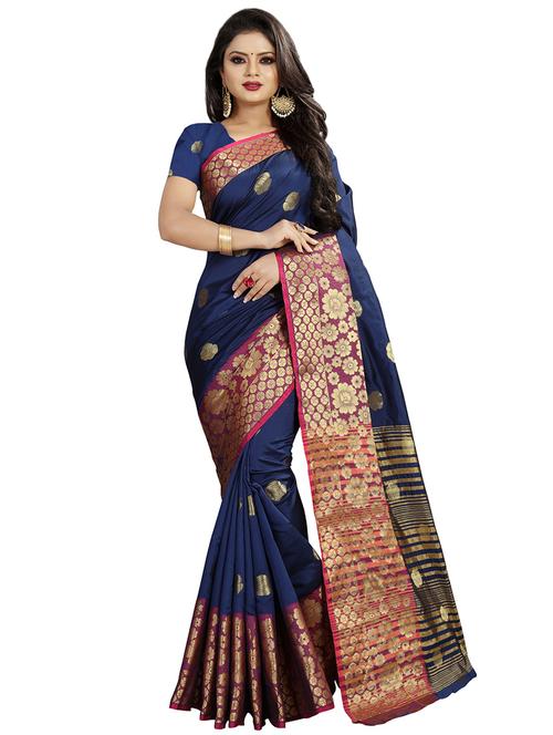 floral printed saree with blouse - 16334466 - Very Small Image - 1