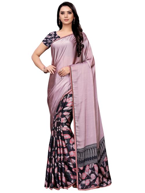 half & half printed saree with blouse - 16334728 - Very Small Image - 1