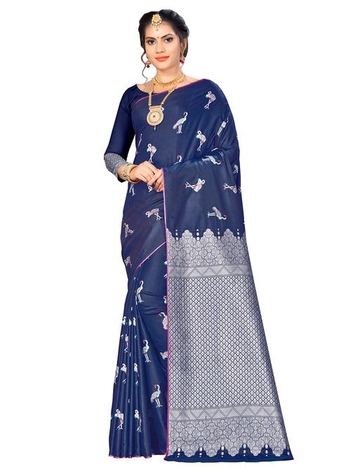 conversational banarasi saree with blouse - 16334749 - Very Small Image - 1