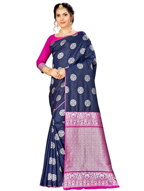 floral banarasi saree with blouse - 16334763 - Very Small Image - 1