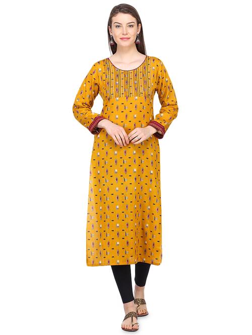ikat printed straight kurta - 16335327 - Very Small Image - 1