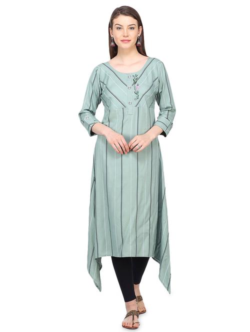 striped printed asymmetric kurta - 16335338 - Very Small Image - 1