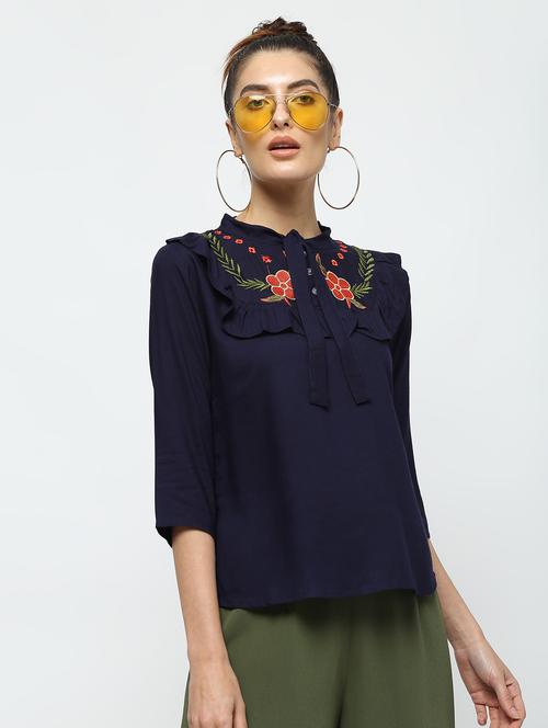 tie up neck embroidered top - 16336459 - Very Small Image - 1