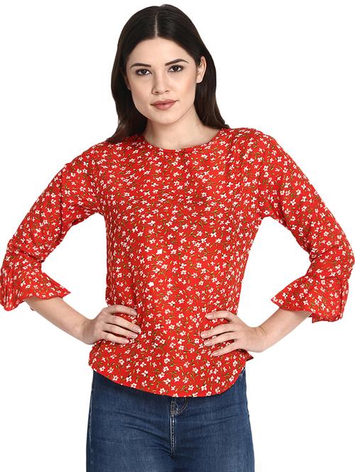 curved hem floral top - 16336702 - Very Small Image - 1