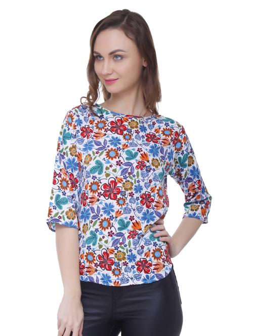 crew neck floral top - 16336952 - Very Small Image - 1