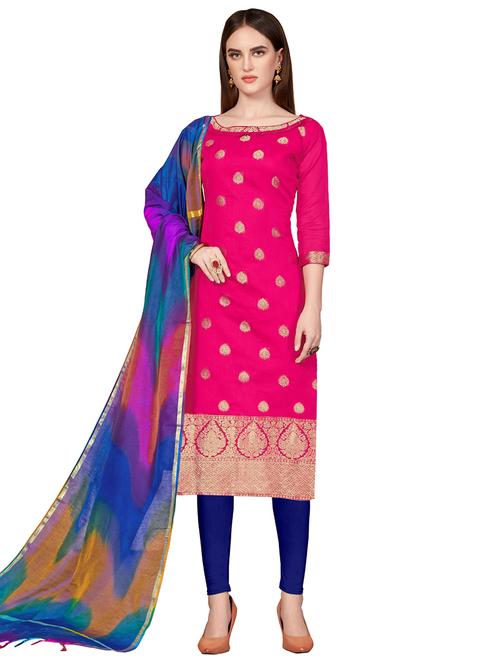 zari motifs unstitched churidaar suit - 16337055 - Very Small Image - 1