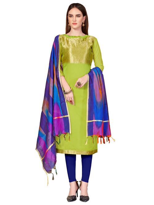 zari motifs unstitched churidaar suit - 16337059 - Very Small Image - 1