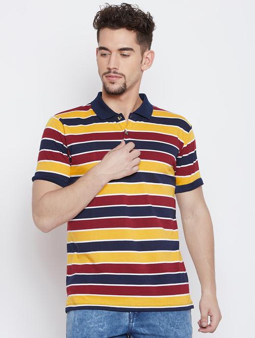 yellow striped polo t-shirt - 16337128 - Very Small Image - 1
