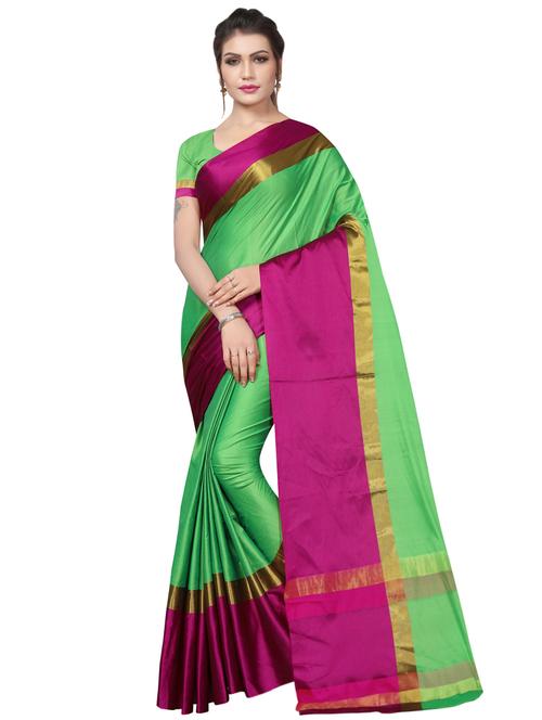 contrast bordered woven saree with blouse - 16337376 - Very Small Image - 1