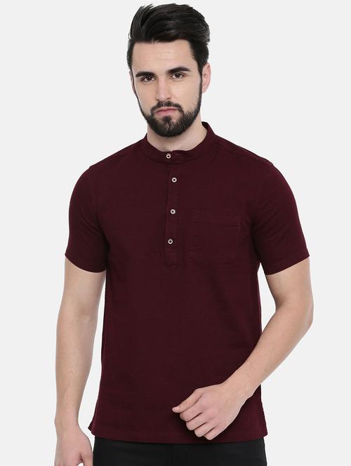 maroon solid t-shirt - 16337777 - Very Small Image - 1