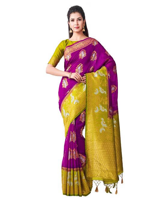 conversational kanjivaram saree with blouse - 16338100 - Very Small Image - 1