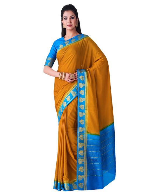 solid mysore silk saree - 16338106 - Very Small Image - 1