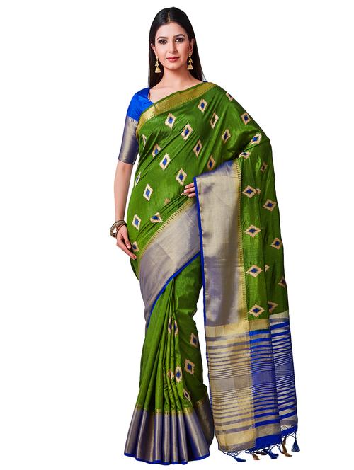 ikat kanjivaram saree - 16338126 - Very Small Image - 1