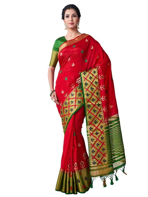 embroidered kanjivaram saree with blouse - 16338148 - Very Small Image - 1