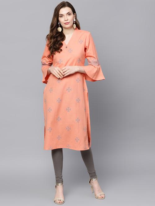 block printed straight kurta - 16338178 - Very Small Image - 1