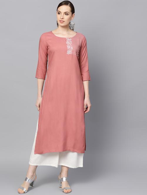 embroidered straight kurta - 16338181 - Very Small Image - 1