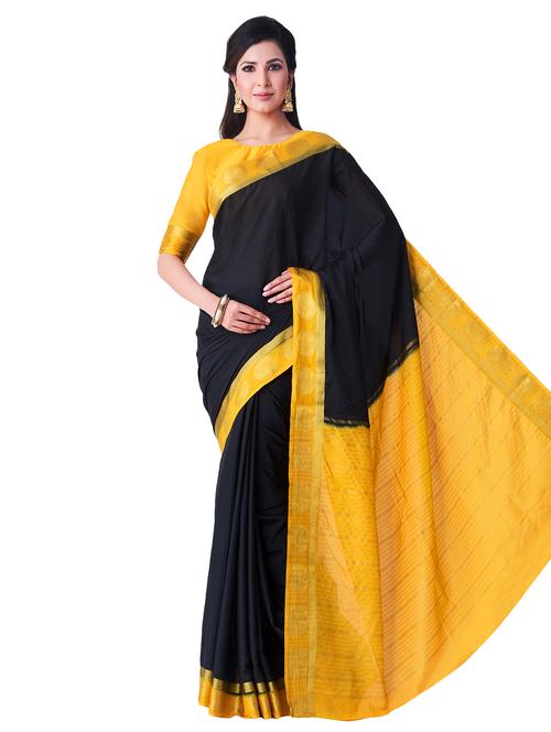 solid mysore silk saree with blouse - 16338439 - Very Small Image - 1