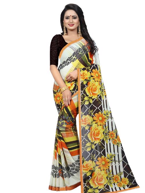floral printed saree with blouse - 16338544 - Very Small Image - 1