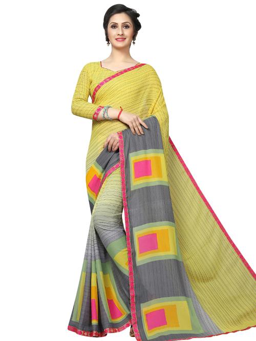 geometrical printed saree with blouse - 16338556 - Very Small Image - 1