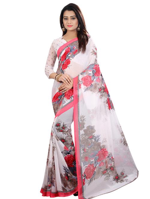 floral printed saree with blouse - 16338558 - Very Small Image - 1
