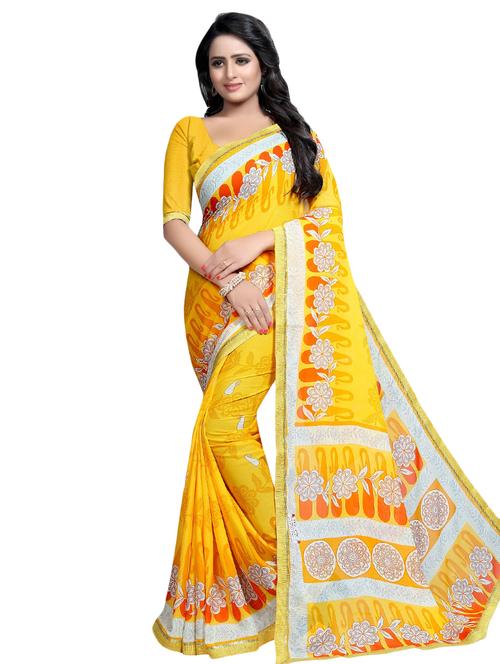 floral printed saree with blouse - 16338561 - Very Small Image - 1