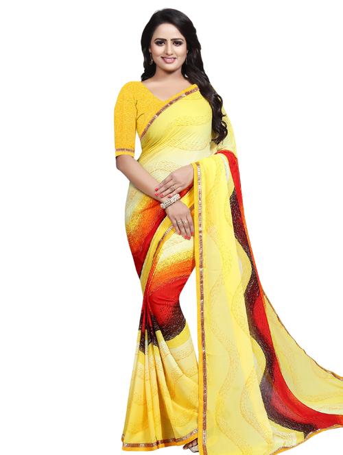 spirals printed saree with blouse - 16338567 - Very Small Image - 1