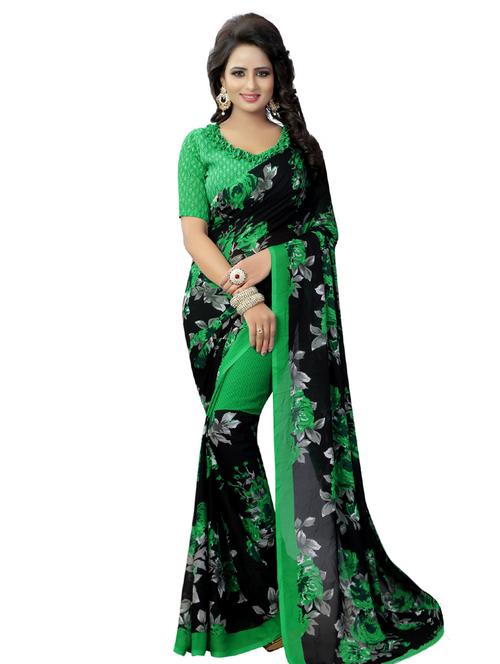 floral printed saree with blouse - 16338573 - Very Small Image - 1