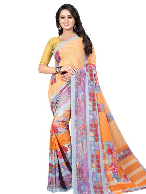floral printed saree with blouse - 16338595 - Very Small Image - 1